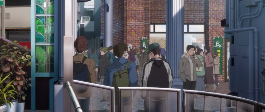 Conversation in front of a commercial facility